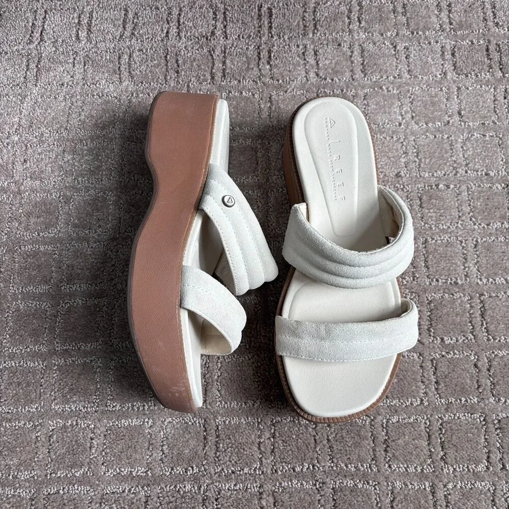 Reef Lofty Lux Hi Platform Sandal Women's 9 Off White Leather Slip On Casual